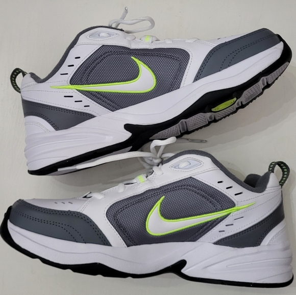 Nike Air Monarch IV Men's Shoes - White/Gray/Neon Green/ Size Men 10.5 - Picture 2 of 5
